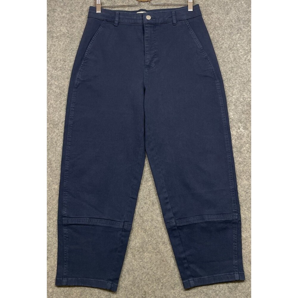 Everlane The Utility Barrel Pant Womens 12 Navy Blue Pants Organic Cotton